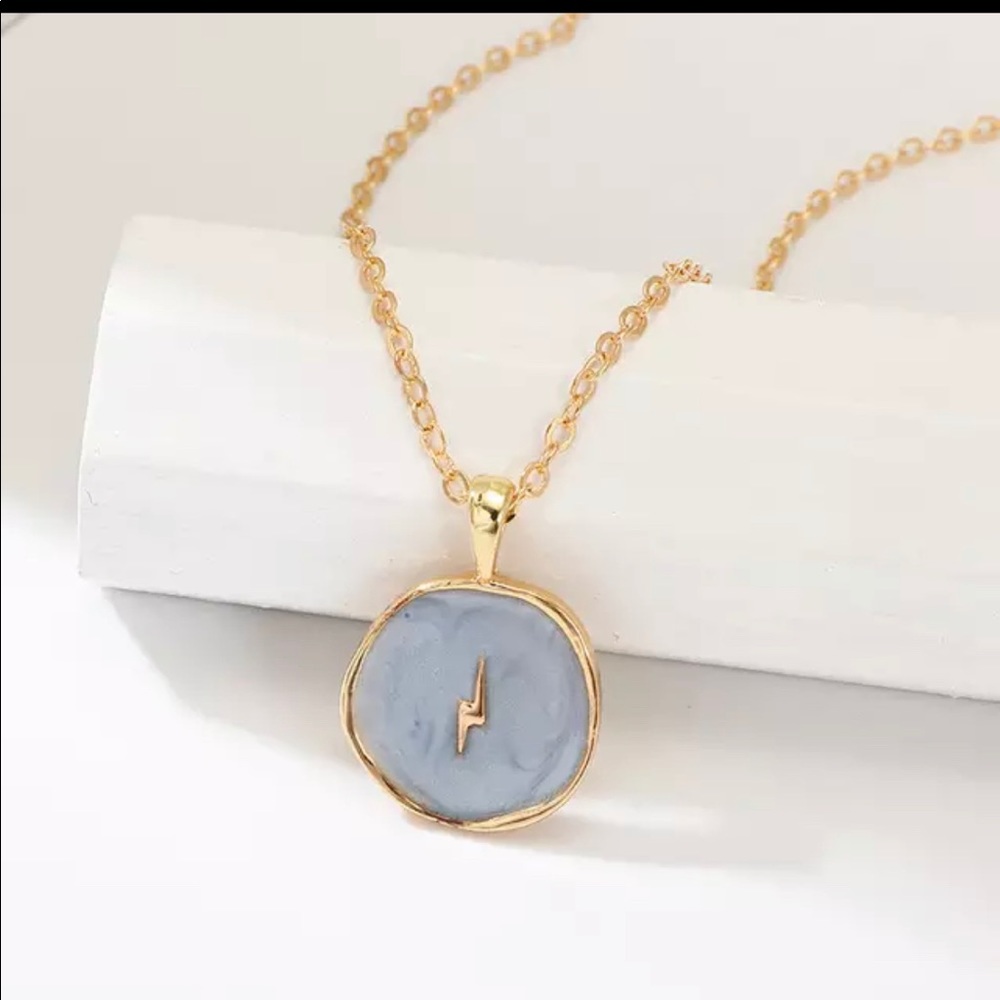 Gold Dipped Plated Blue Necklace Brand New